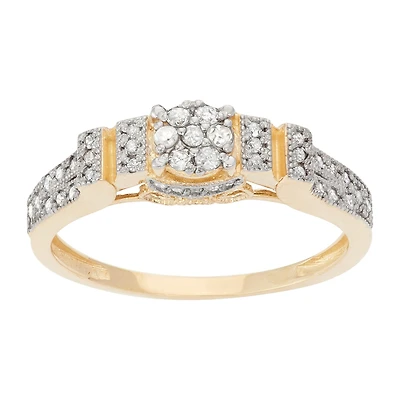 Womens 1/3 CT. T.W. Natural White Diamond 10K Gold Cocktail Ring
