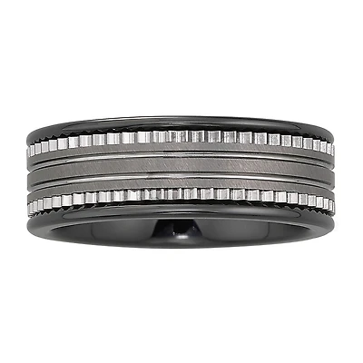 Mens 7.5mm Ceramic & Stainless Steel Band