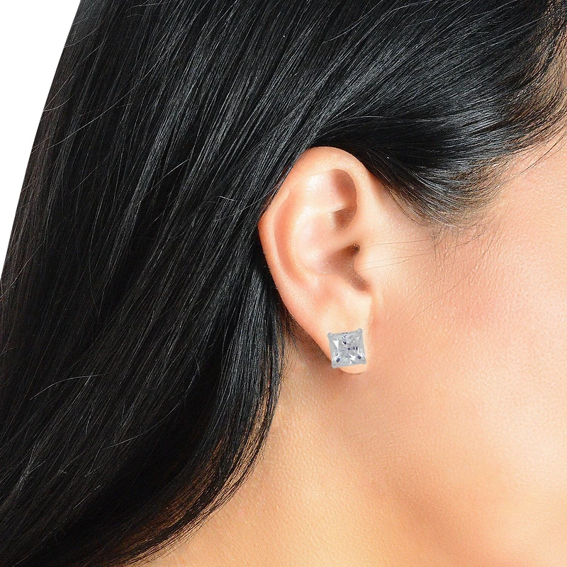 Cubic Zirconia 14K Gold 8mm Stud Earrings