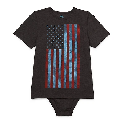 Thereabouts Little & Big Kid Boys Bodysuit Closure Easy-on + Easy-off Adaptive Crew Neck Short Sleeve