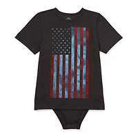 Thereabouts Little & Big Kid Boys Bodysuit Closure Easy-on + Easy-off Adaptive Crew Neck Short Sleeve