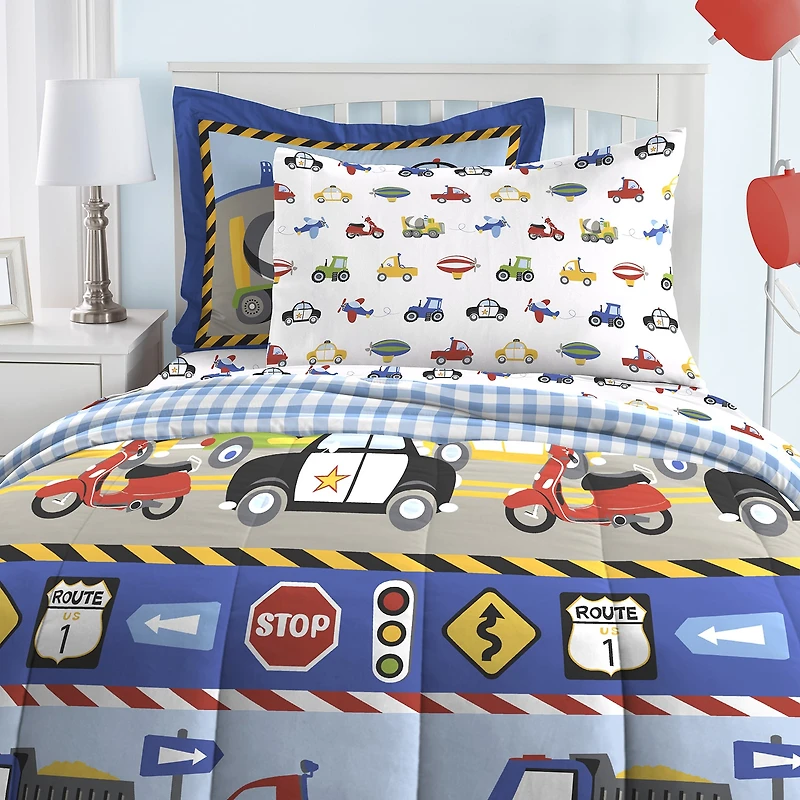 Dream Factory Trains and Trucks Complete Bed Set