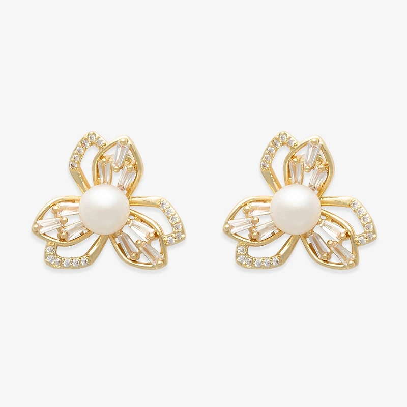 Mixit White Simulated Pearl 5mm Flower Stud Earrings