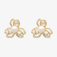 Mixit White Simulated Pearl 5mm Flower Stud Earrings