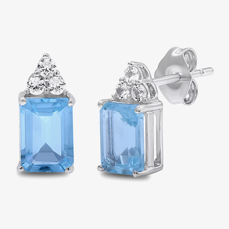 Womens Simulated Blue Aquamarine Sterling Silver 3-pc. Jewelry Set