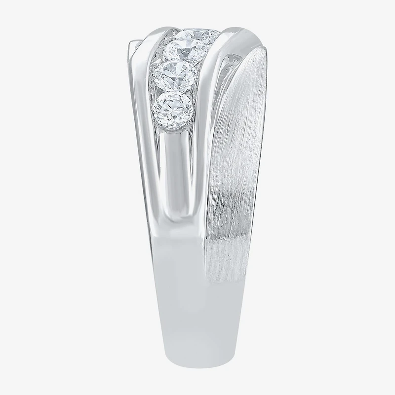 (H-I / I1) Mens 5MM 1 CT. T.W. Lab Grown White Diamond 10K Gold Wedding Band