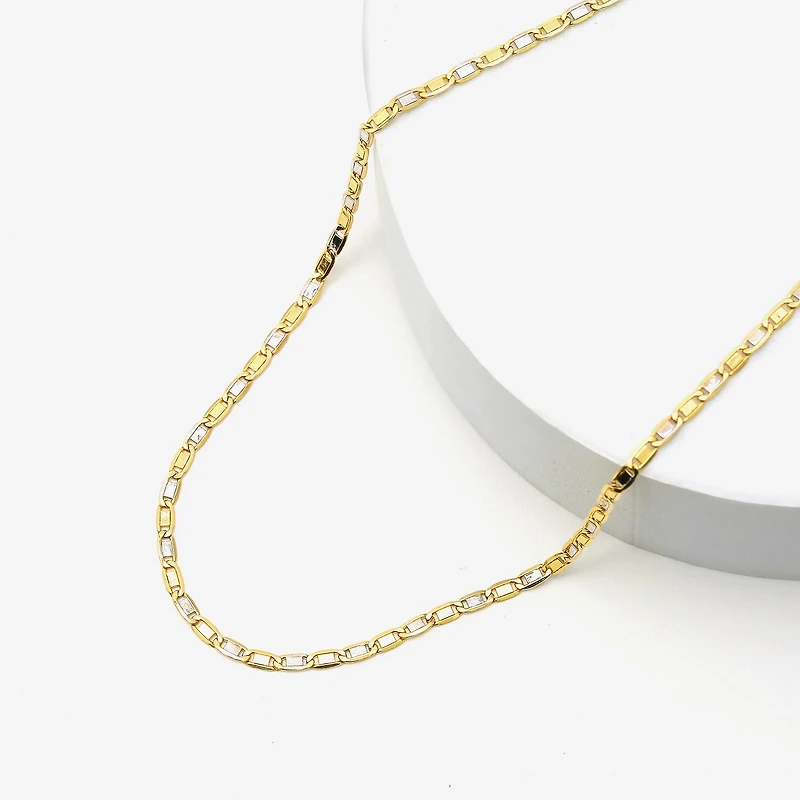 Unisex Adult 14K Two Tone Gold 20 Inch Valentino Chain Necklace