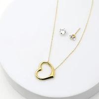 Womens Cubic Zirconia 10K Gold Heart 2-pc. Jewelry Set