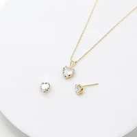 Womens Cubic Zirconia 10K Gold Heart 2-pc. Jewelry Set