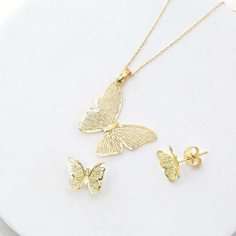 Made in Italy Womens 14K Gold Butterfly 2-pc. Jewelry Set