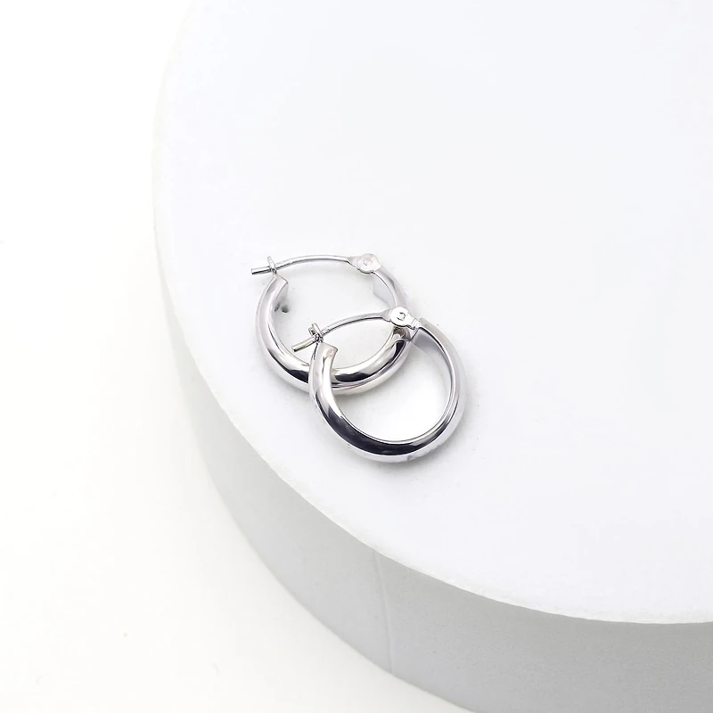 14K White Gold Hoop Earrings