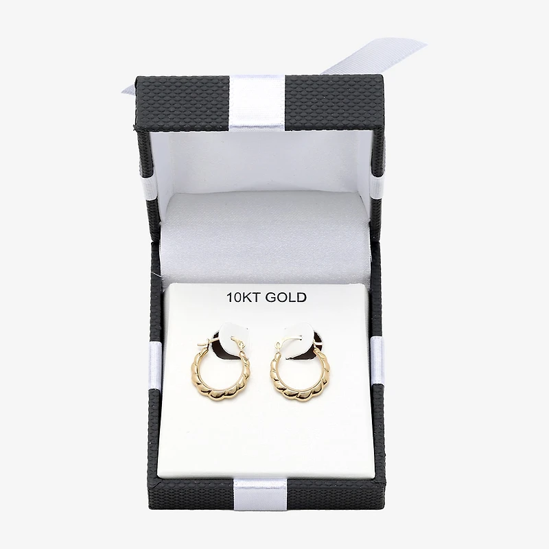 Small Scalloped Edge Hoop Earrings 10K Gold