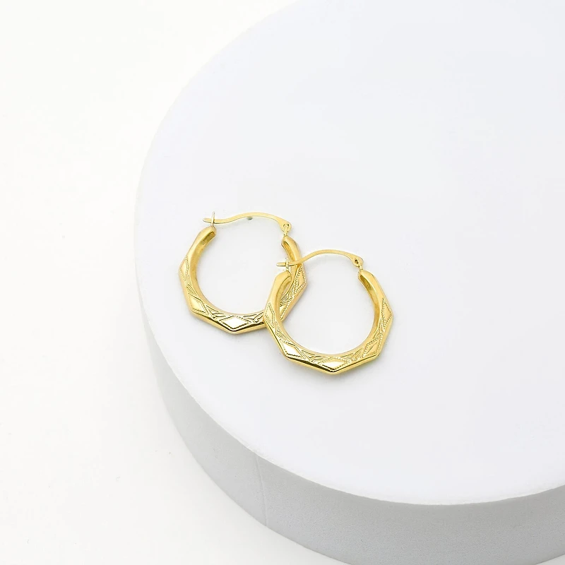 Womens 10K Gold 22.5mm Round Hoop Earrings