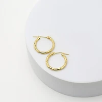 Diamond Cut Womens 14K Gold 18mm Hoop Earrings