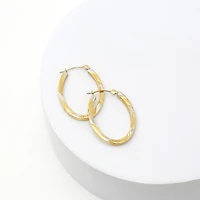 Two-Tone 14K Gold Oval Hoop Earrings