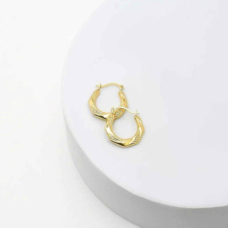 Womens 10K Gold 13mm Round Hoop Earrings