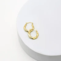 Womens 10K Gold 13mm Round Hoop Earrings