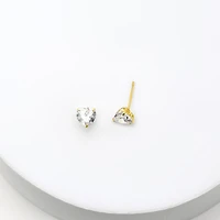 Heart Cubic Zirconia 10K Gold Stud Earrings