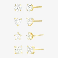 10K Gold 4 Pair Earring Set