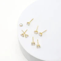 10K Gold 4 Pair Earring Set