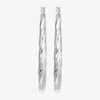 Womens Sterling Silver 40mm Round Hoop Earrings
