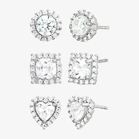 DiamonArt® 4 CT. T.W. White Cubic Zirconia Sterling Silver Round Earring Set