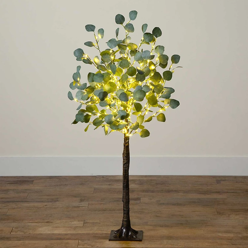 Nearly Natural 4ft. Green Lighted Eucalyptus Indoor Artificial Tree