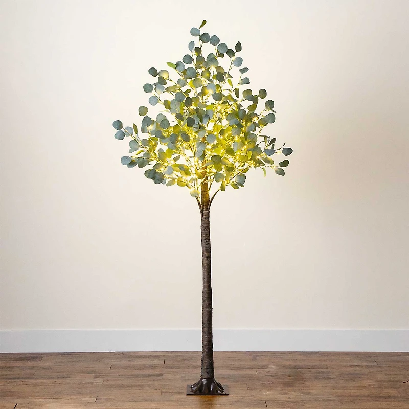 Nearly Natural 6ft. Green Lighted Eucalyptus Indoor Artificial Tree