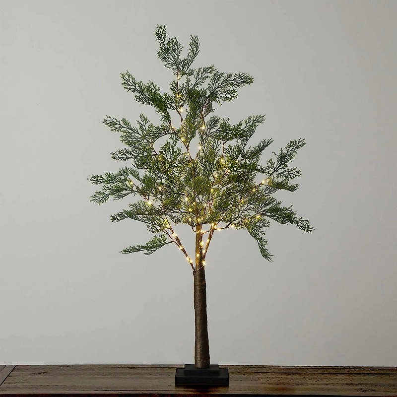 Nearly Natural 3ft. Green Lighted Cypress Indoor Artificial Tree