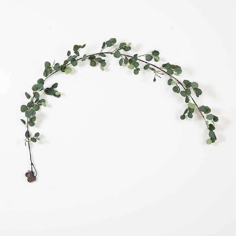 Nearly Natural 6.5ft. Green Lighted Eucalyptus Indoor Garland