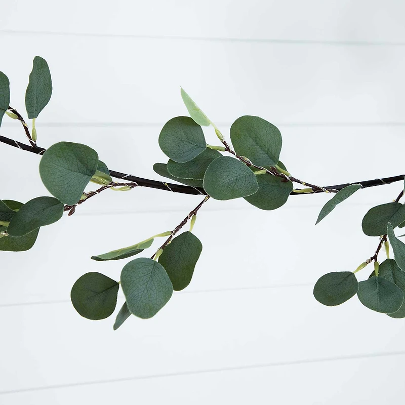 Nearly Natural 6.5ft. Green Lighted Eucalyptus Indoor Garland
