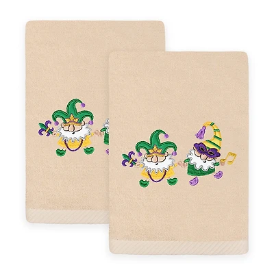Linum Home Textiles Mardi Gras Gnomes Embroidered 2-pc. Hand Towel