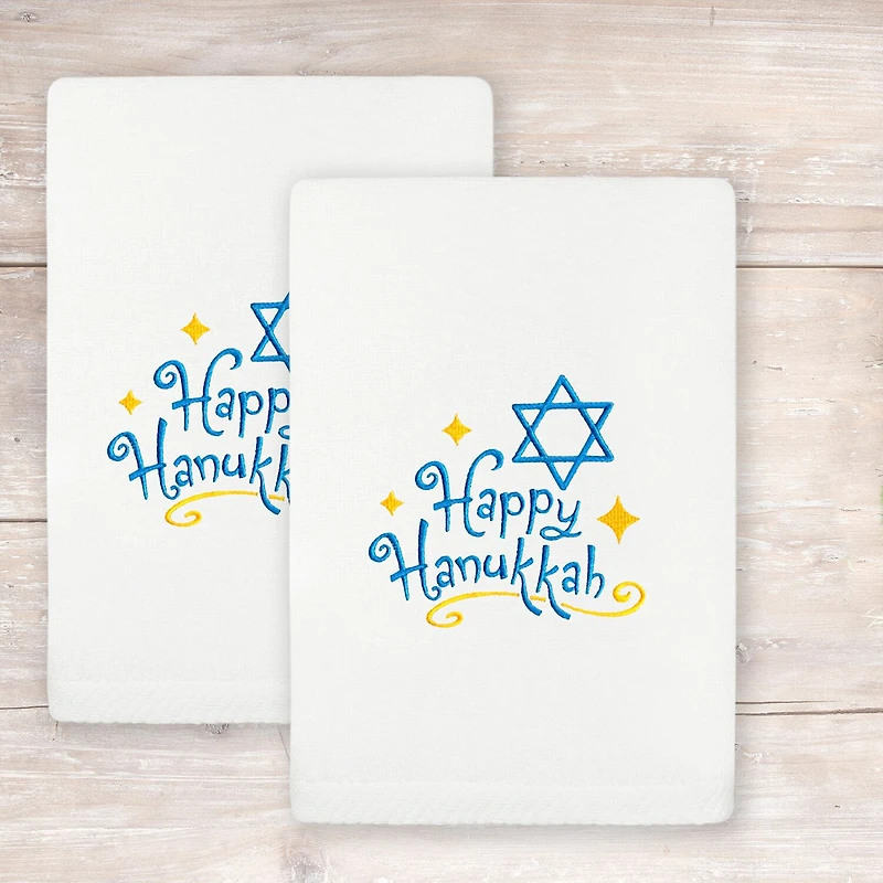 Linum Home Textiles Happy Hanukkah 2-pc. Hand Towel