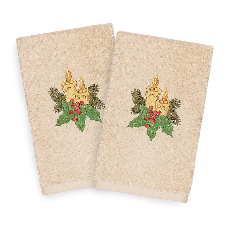 Linum Home Textiles Christmas Candles 2-pc. Hand Towel