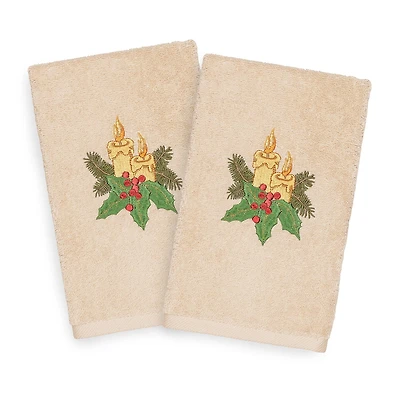 Linum Home Textiles Christmas Candles 2-pc. Hand Towel