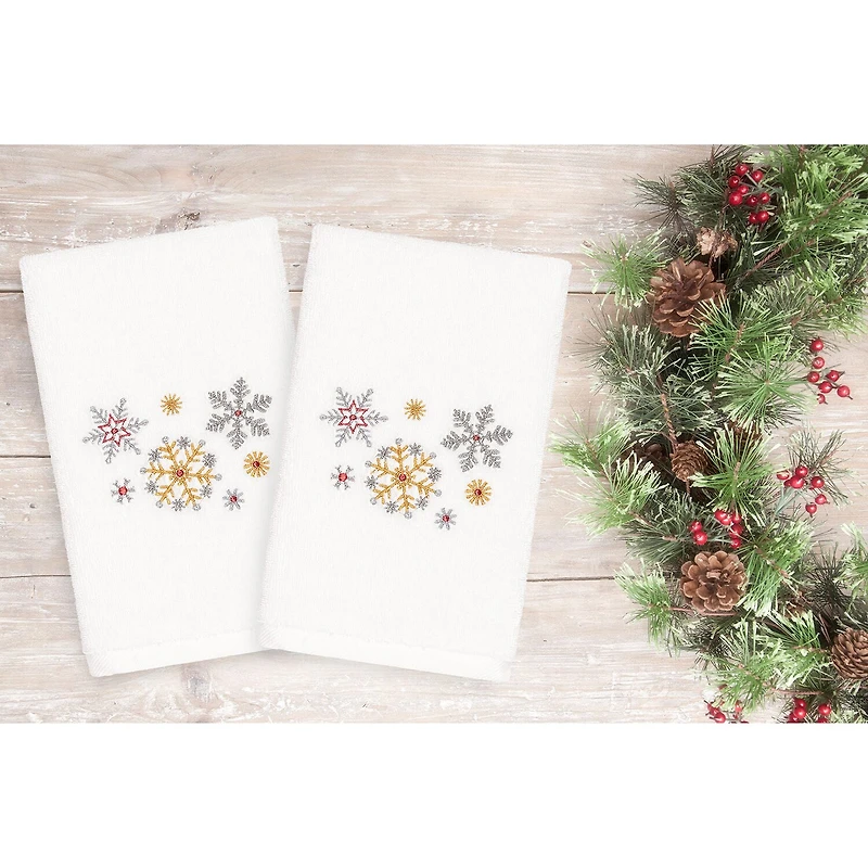 Linum Home Textiles Christmas Snowfall 2-pc. Hand Towel
