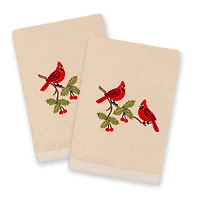 Linum Home Textiles Christmas Red Pair Embroidered 2-pc. Hand Towel