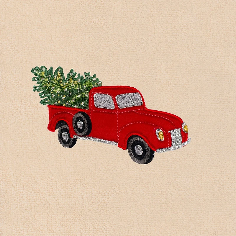 Linum Home Textiles Christmas Truck Embroidered 2-pc. Hand Towel