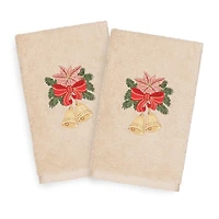 Linum Home Textiles Christmas Bells Embroidered 2-pc. Hand Towel