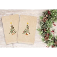 Linum Home Textiles Christmas Tree Embroidered 2-pc. Hand Towel