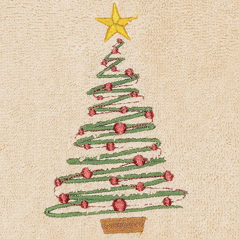 Linum Home Textiles Christmas Tree Embroidered 2-pc. Hand Towel