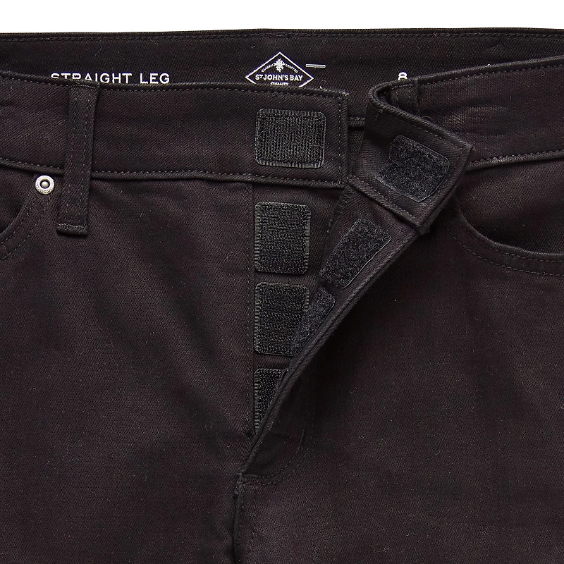 St. John's Bay Womens Mid Rise Adaptive Easy-on + Easy-off Straight Leg Jean
