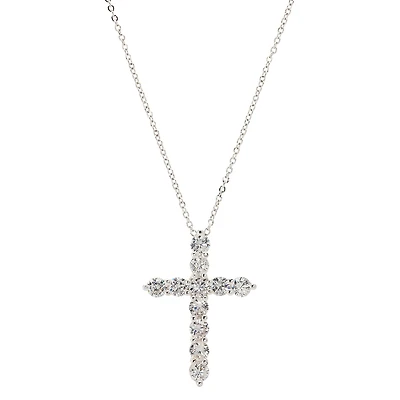 Sparkle Allure Womens Cubic Zirconia Pure Silver Over Brass Cross 16 Inch Pendant Necklace