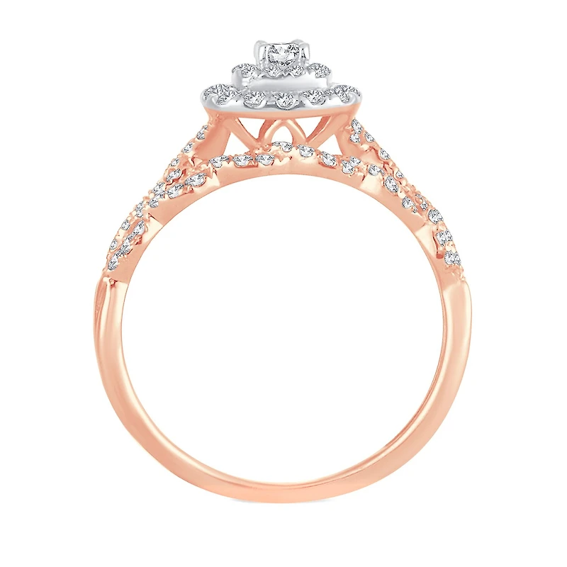 Womens / CT. T.W. Natural White Diamond 10K Gold Cushion Halo Bridal Set