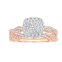 Womens / CT. T.W. Natural White Diamond 10K Gold Cushion Halo Bridal Set