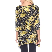 White Mark Womens Scoop Neck 3/4 Sleeve Tunic Top