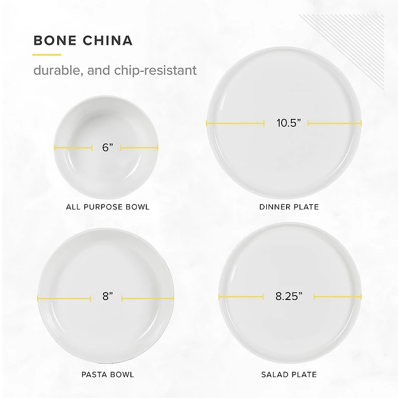 Table 12 Natural White 16-pc. Bone China Dinnerware Set