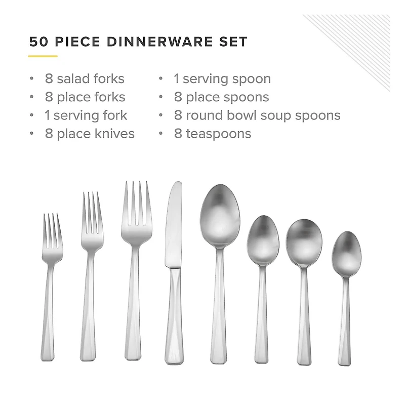 Table 12 Stainless Steel 50-pc. 18/10 Flatware Set