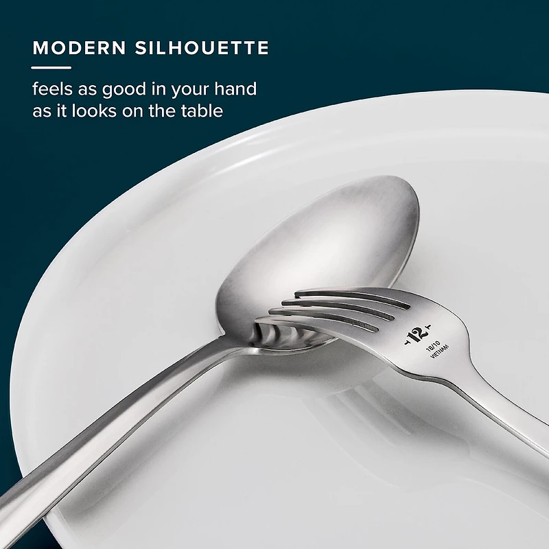Table 12 Stainless Steel 50-pc. 18/10 Flatware Set
