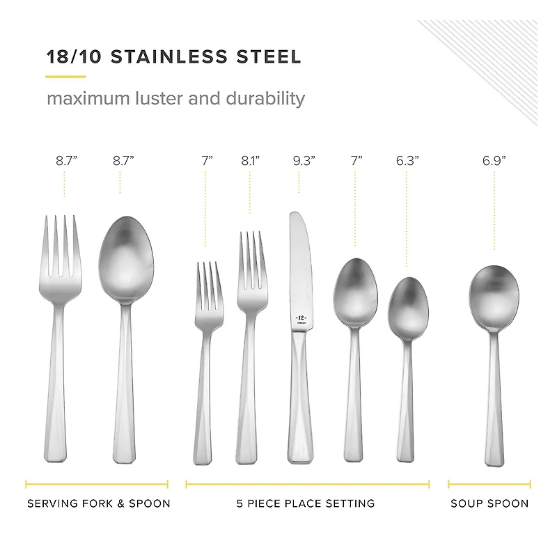 Table 12 Stainless Steel 50-pc. 18/10 Flatware Set